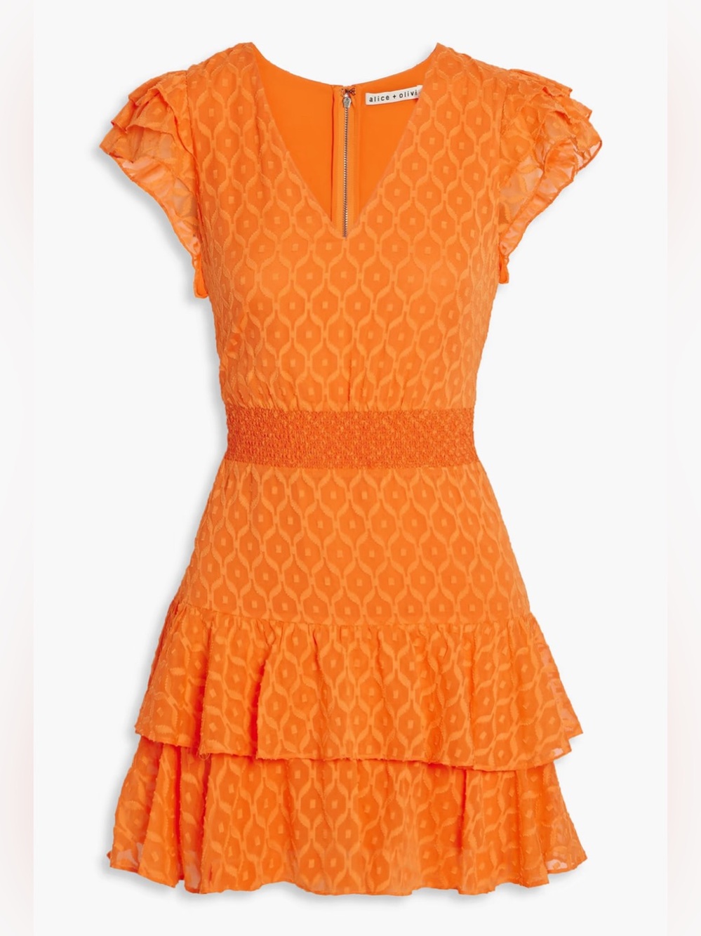 Alice + Olivia Markita smocked tiered ruffle mini dress